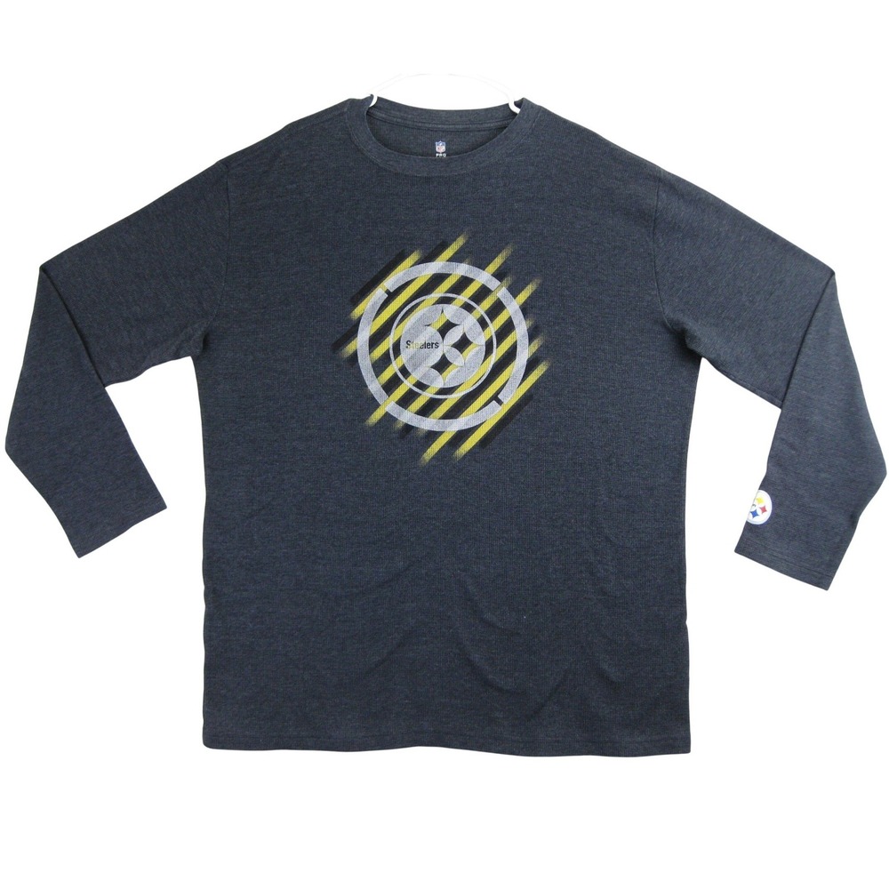 Pittsburgh Steelers NFL Pro Line Thermal Shirt Mens 2XL Gray Waffle Knit Graphic